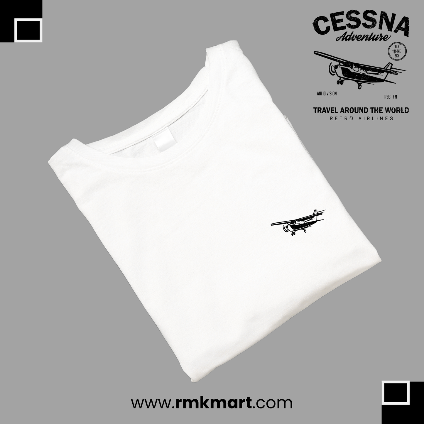 "Plane Adventure" T-Shirt | Travel-Inspired Print | 100% Pure Cotton | Unisex | Lightweight Summer Wear | Made in Pakistan RMK Mart