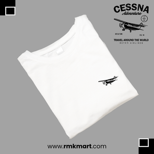 "Plane Adventure" T-Shirt | Travel-Inspired Print | 100% Pure Cotton | Unisex | Lightweight Summer Wear | Made in Pakistan RMK Mart