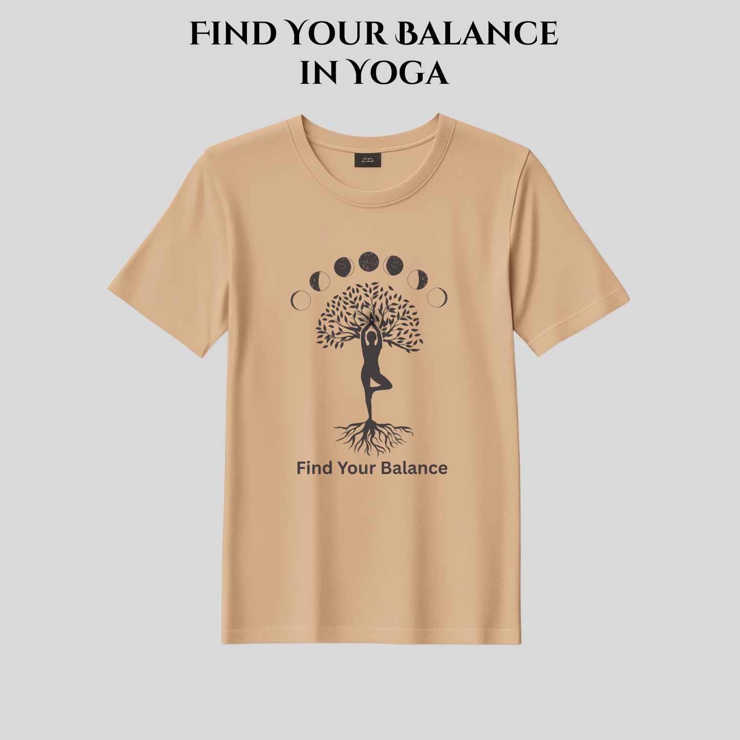 Find Your Balance Yoga T-Shirt | Moon Phases Tree of Life | Spiritual Tee for Men & Women | Mindfulness & Meditation Shirt | 100% Pure Cotton | Made in Pakistan