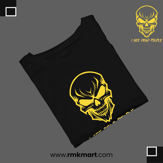 Skull Print T-Shirt – "I See Dead People" | Unisex 100% Cotton Tee | Printed Shirt for Men & Women in Pakistan RMK Mart